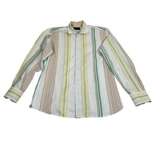Etro Milano Striped Button Down Shirt Multi Color  Made Italy Men's Size 41